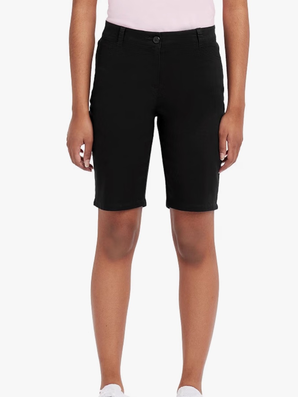 IZOD Juniors Uniform Bermuda Shorts, Skinny Style with Hook & Eye Closure, Stret